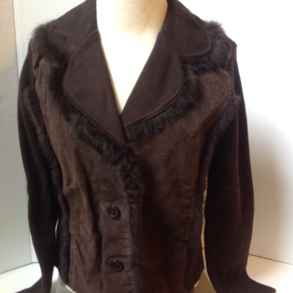 Cynthia Steffe Jackets & Blazers - Cynthia Steffe Brown Blazer Fur Sweater Jacket